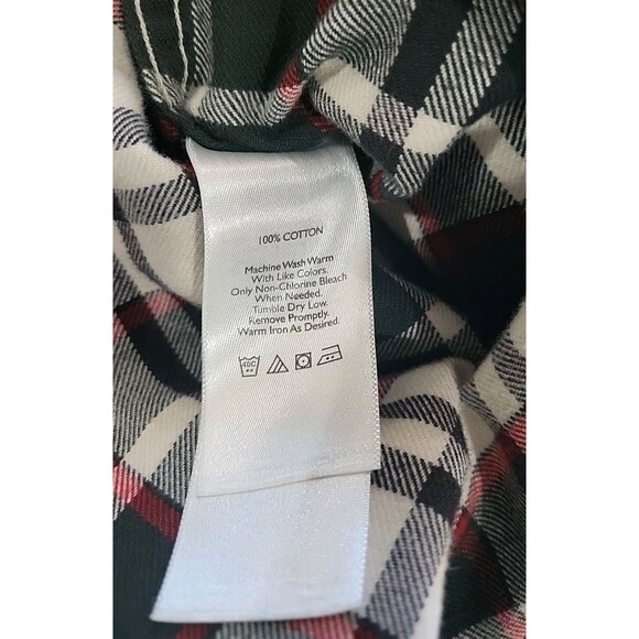 EDDIE BAUER Relaxed Fit Gray/Red Plaid Button Down Flannel Shirt Men's Size TL - Picture 11 of 14